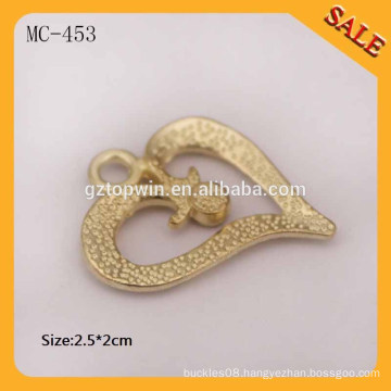 MC453 Heart shape custom designer garment metal hang tag